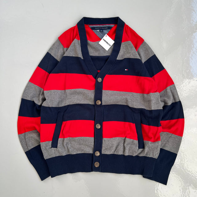 TOMMY HILFIGER STRIPPED CARDIGAN - LARGE